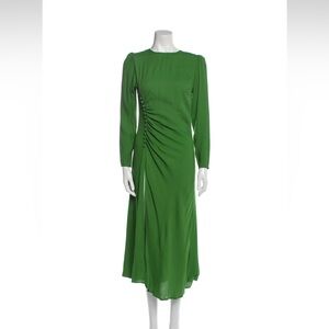 Reformation Freda green long sleeve midi cocktail dress